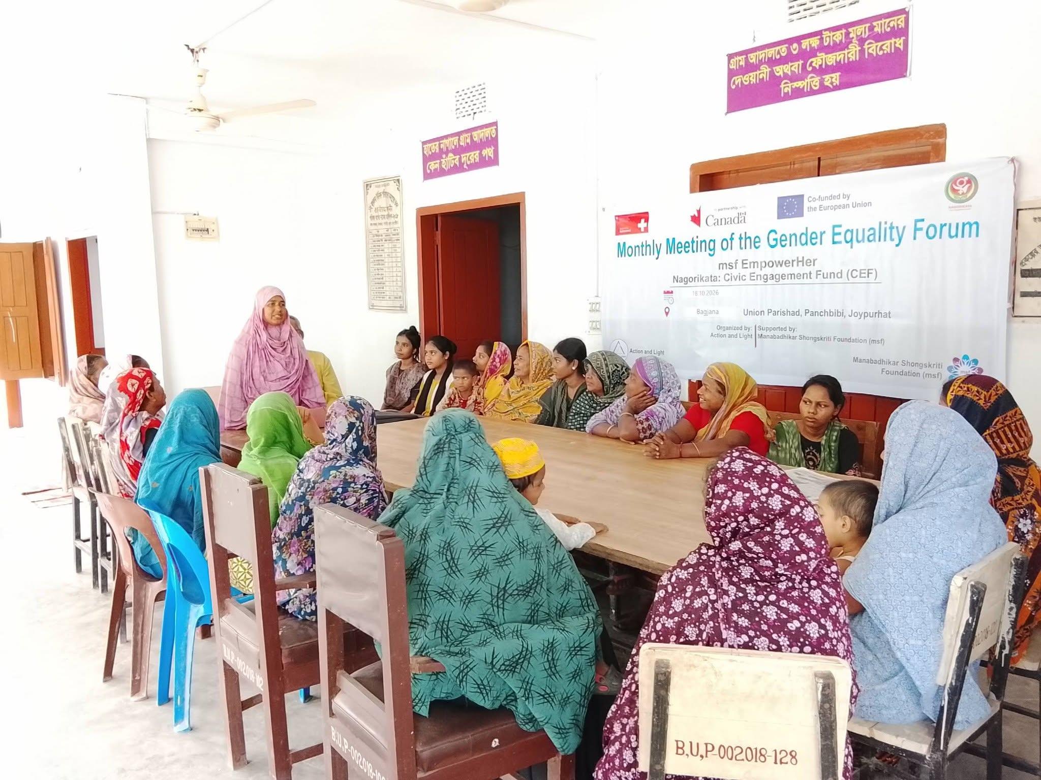 Action and Light Strengthens Community-Based Gender Equality Forums Across Eight Unions and Upazila in Panchbibi