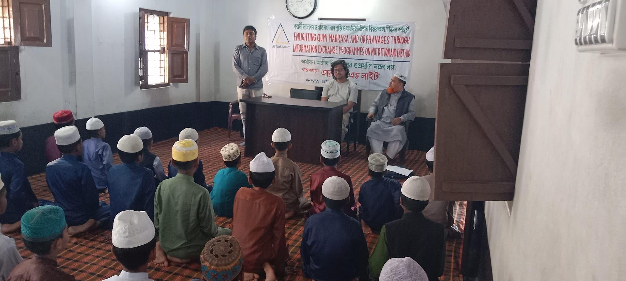 Enlightening Qumi Madrasa and Orphanages through Information Exchange Programs on Nutrition and First Aid